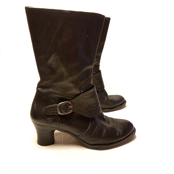 Born Shoes - BORN Black leather mid calf boot SZ 9